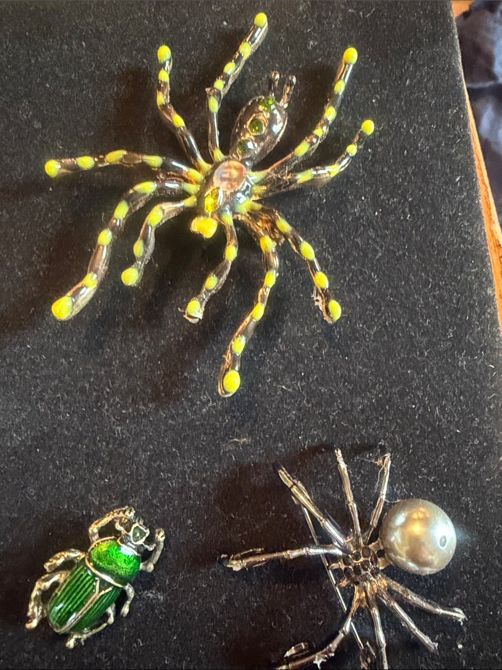 Decorative Spider Brooch collection- Yellow and Black Enamel Accent